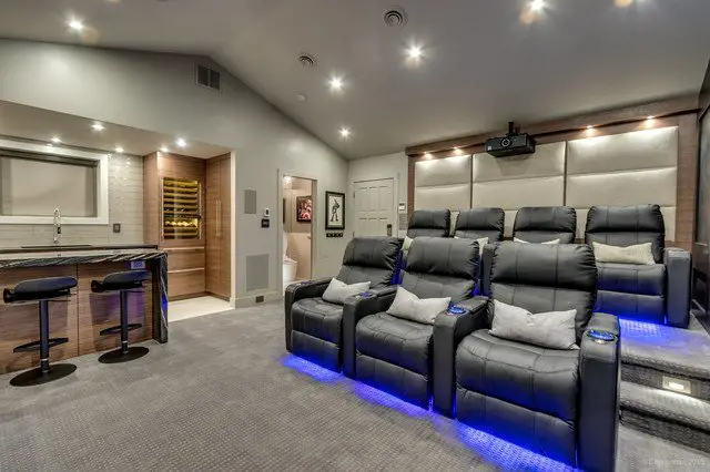 A garage is a great space to convert to a home theatre (Houzz)