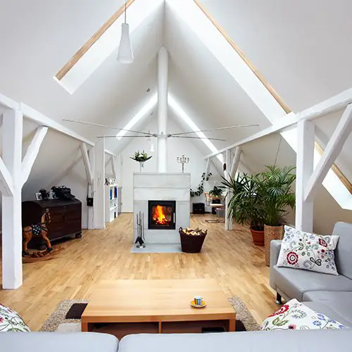 A cozy living space in the attic (TWE Consultants)