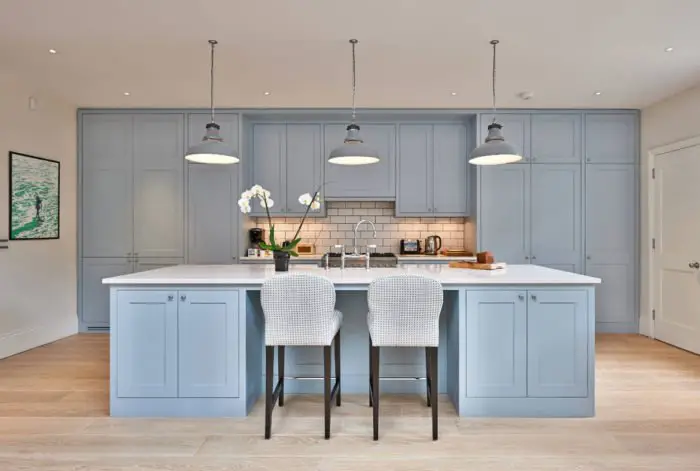 Fresh light blue cabinetry for a modern kitchen update (sebringservices.com)