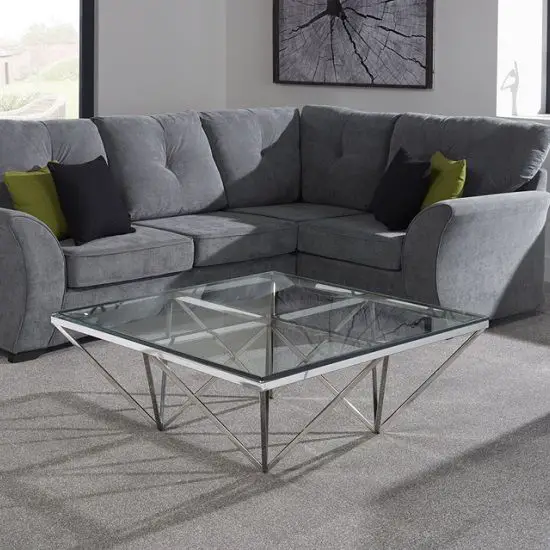 Stainless steel base glass coffee table
