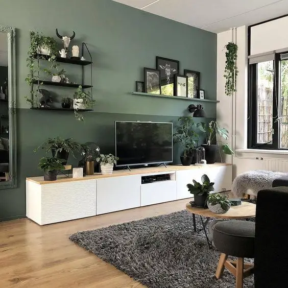 Sleek and inspirational green living room