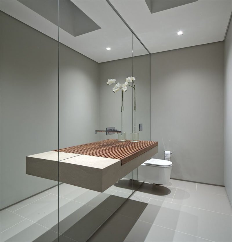 Mirror wall to create the sense of space in small batrhoom