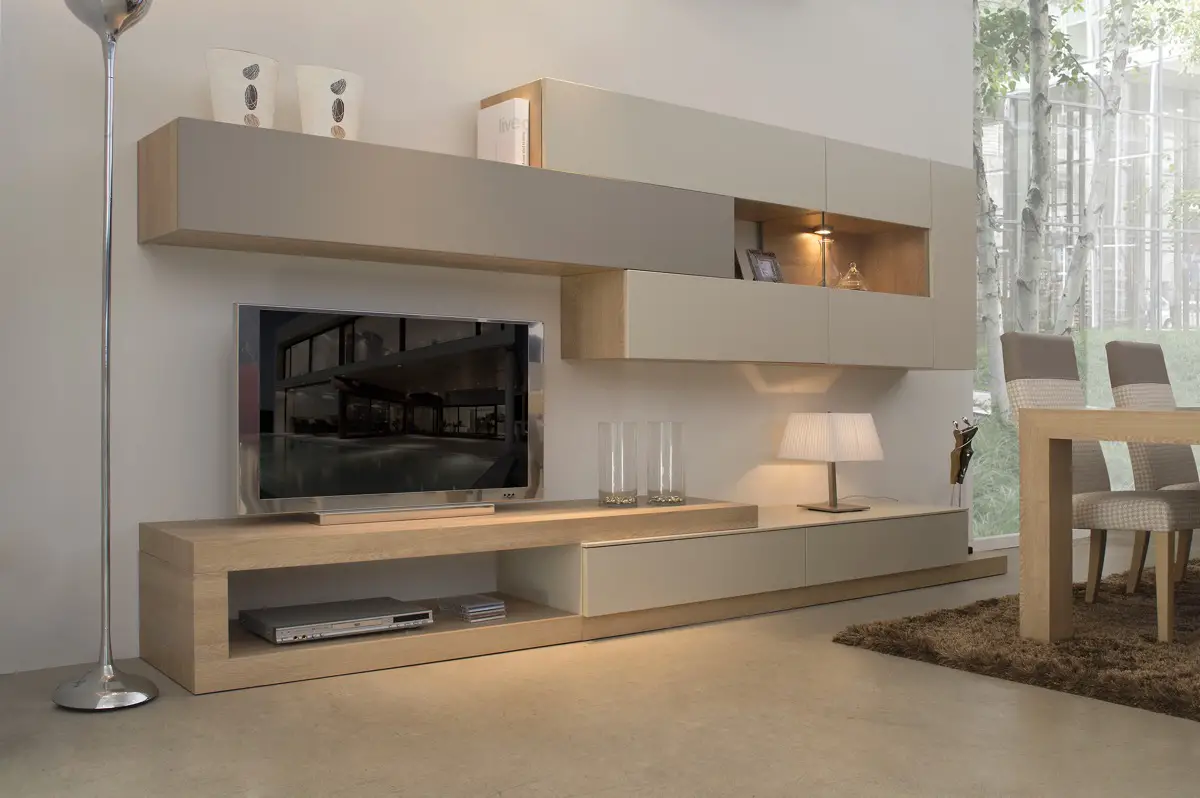Sophisticated shelving unit for stunning TV wall design