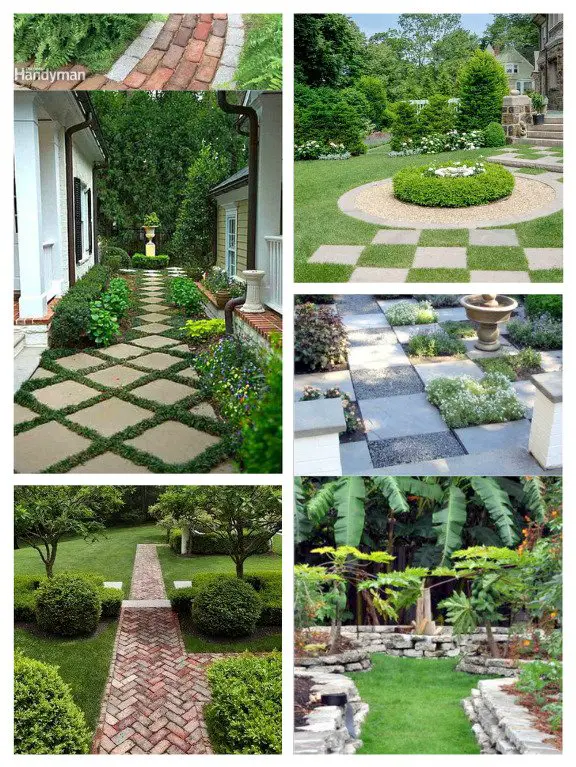 Pavers and grass garden paths