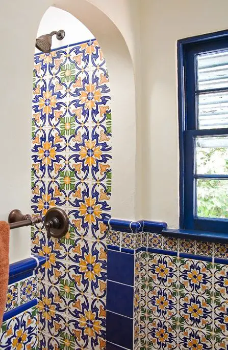 Patterned and painted tile Spain